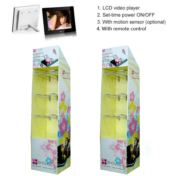 High quality corrugated display stands with lcd
