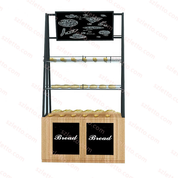Modern bread rack for pastry shelf wooden retail store display stand